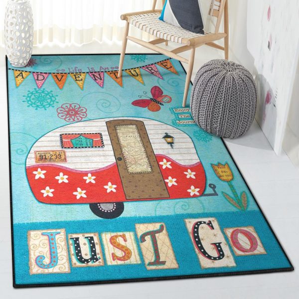 Camping Trip Camper Rug Rectangle Rugs Washable Area Rug Non-Slip Carpet For Living Room Bedroom