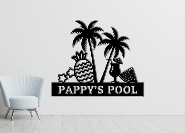 Pool Sign Beach Sign, Lake Sign, Bar Sign, Personalized Outdoor Metal