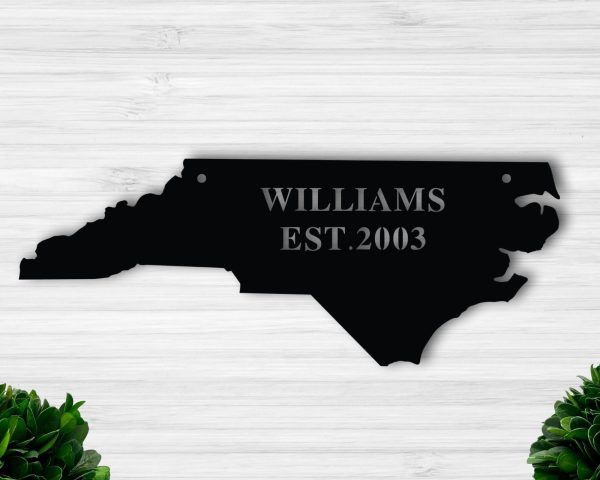 North Carolina Metal Wall Art, Personalized North Carolina Established