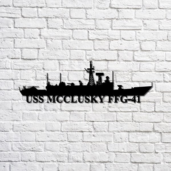 Uss Mcclusky Ffg41 Silhouette Navy Ship Metal Sign, Memory Wall Metal