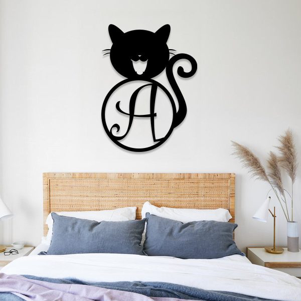 Personalized Name Smiling Cat Metal Sign, Pet Housewarming Metal Art, - Image 2