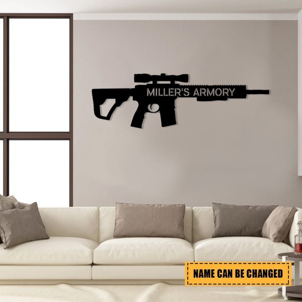 Personalized Gun Armory Veteran Metal Sign, Metal Laser Cut Metal Sign