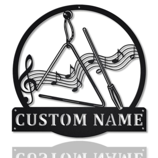 Personalized Triangle Music Metal Sign Art , Custom Musical Instrument