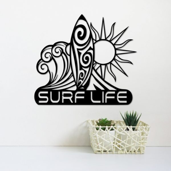 Surf Life Sign Ocean Decor Metal Surfing Sign Surf Art Surfboard Surfi