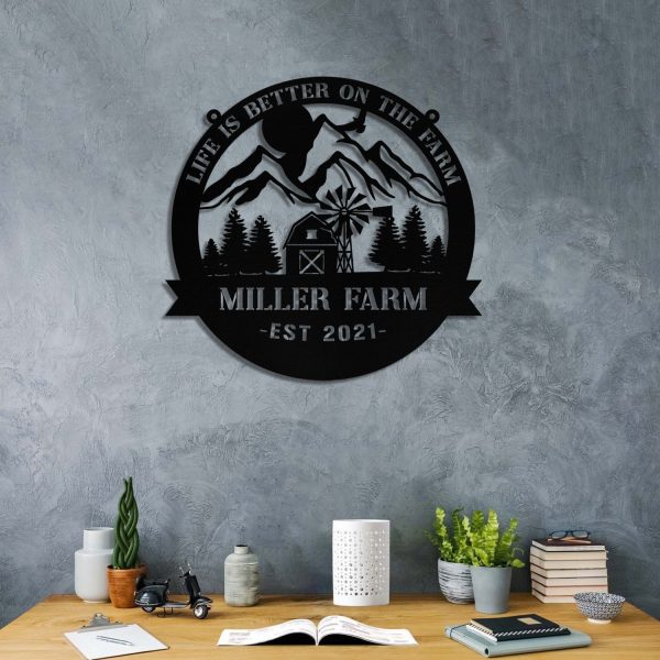 Personalized Metal Farm Sign Barn Monogram Custom Outdoor Farmhouse En - Image 2