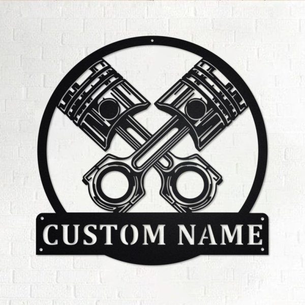 Custom Engine Piston Personalized Mechanic Name Sign Decoration For Ro