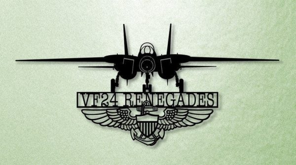 F14 Vf24 Renegades With Na (naval Aviator) Wings Metal Sign Cut Metal