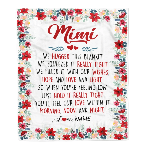 Personalized Mimi Blanket From Grandkids Grandson Granddaughter We Hug