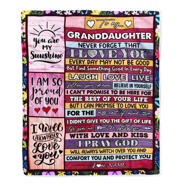 Personalized To My Granddaughter Blanket From Grandpa Grandma Wood You