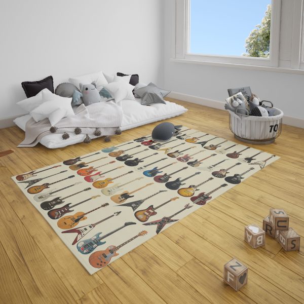 Classical Guitar Dining Room Rug Guitar Rug Rectangle Rugs Washable Area Rug Non-Slip Carpet For Living Room Bedroom