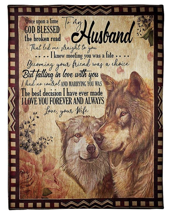 God Blessed My Husband Love You Forever And Always Wolf Fleece Blanket