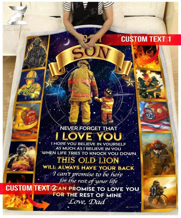 Custom Fleece Blanket - Firefighter - For Son From Dad - I Will Always