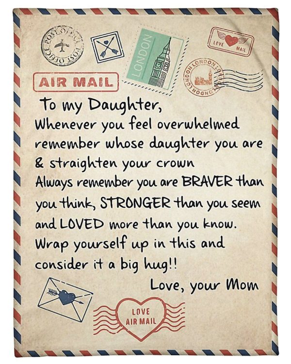 To My Daughter Gift From Mom Air Mail Vintage Design Fleece Blanket Fl