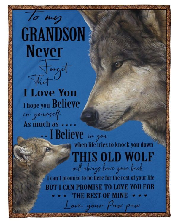 Wolves Love Message Of Pawpaw To Grandson Fleece Blanket