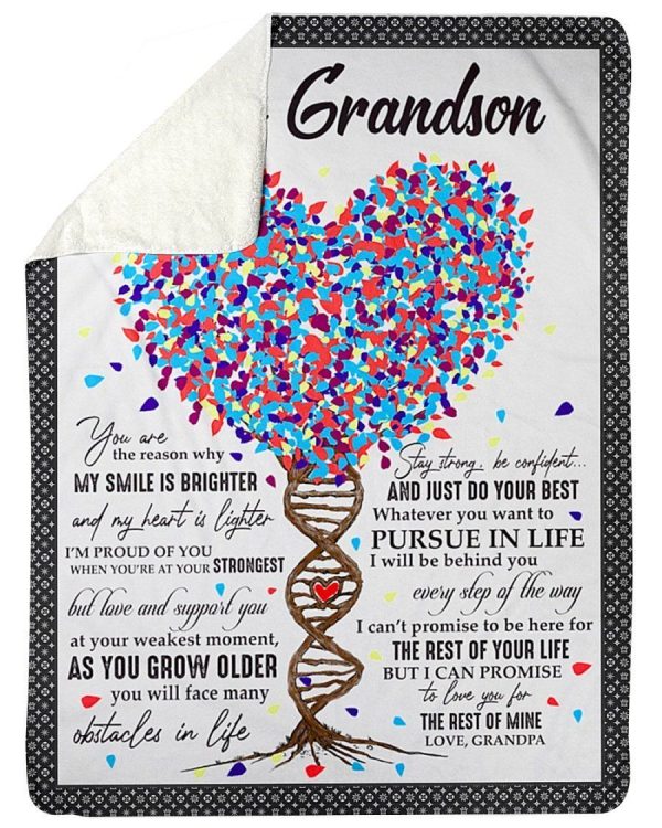 The Rest Of Mine Dna Tree Grandpa To My Grandson Fleece Blanket Sherpa