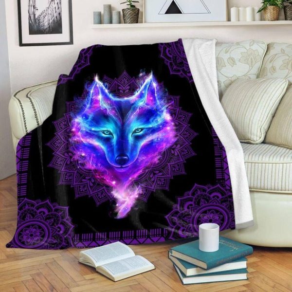 For Son Galaxy Background With Pisces Wolf Printed Fleece Blanket