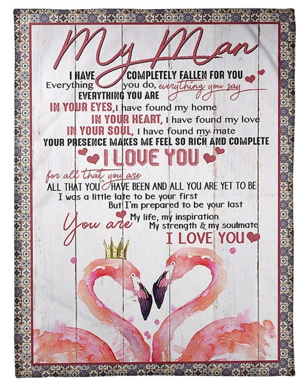 My Man I Love You For All That You Are Flamingo Fleece Blanket - Image 2