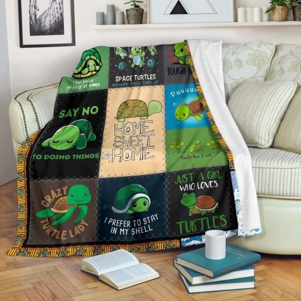 Home Sweet Home Funny Sea Turtle Printed Fleece Blanket - Image 2