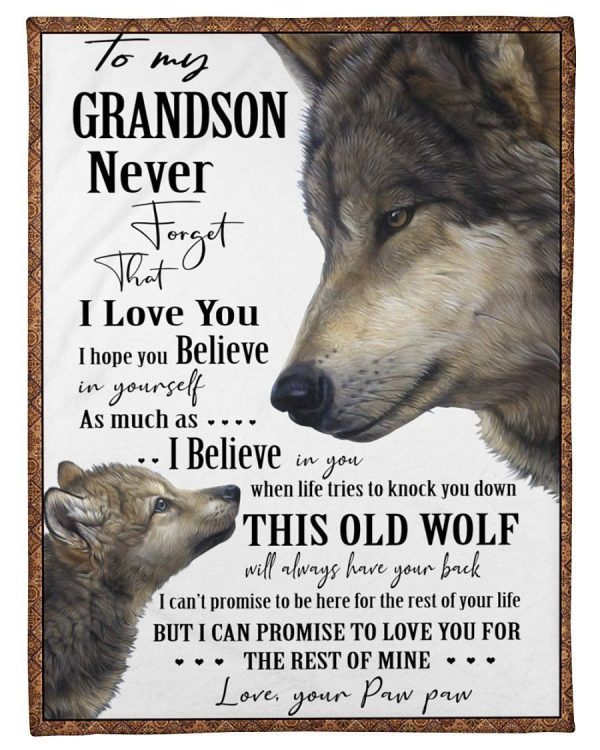 Wolves Love Message Of Pawpaw To Grandson Fleece Blanket - Image 2