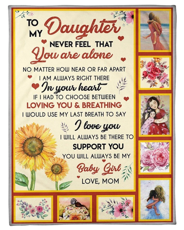 To My Daughter Love Mom Gift For Daughter Fleece Blanket - Image 2