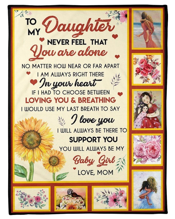 To My Daughter Love Mom Gift For Daughter Fleece Blanket - Image 3