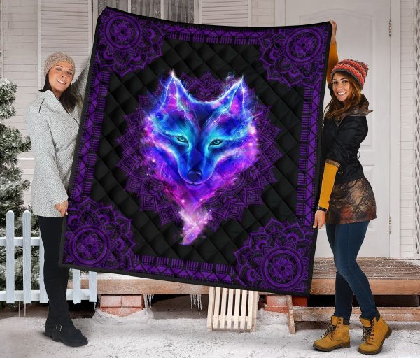 For Son Galaxy Background With Pisces Wolf Printed Fleece Blanket - Image 2