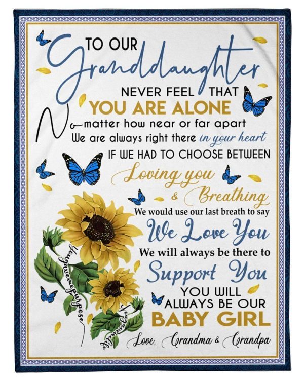 To Our Granddaughter Never Feel That You Are Alone Gifts Fleece Blanke - Image 2