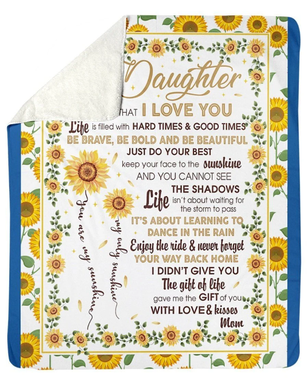 To My Daughter You're My Sunshine Custom Design Fleece Blanket - Image 3