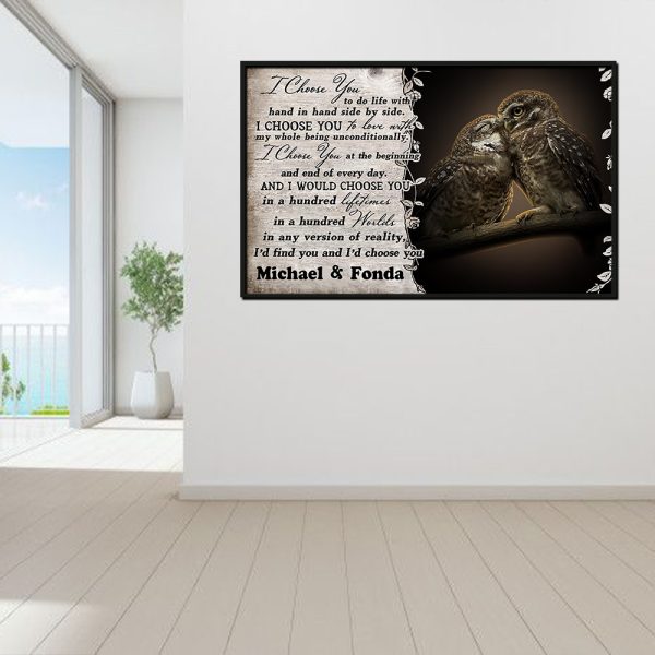 here Gifts Personalized Owl I Choose You Canvas Home Decor - Image 3