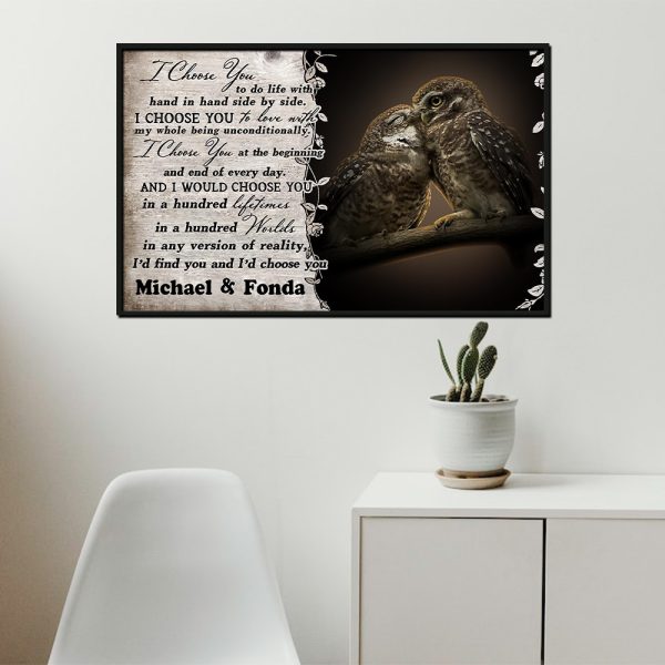 here Gifts Personalized Owl I Choose You Canvas Home Decor - Image 5