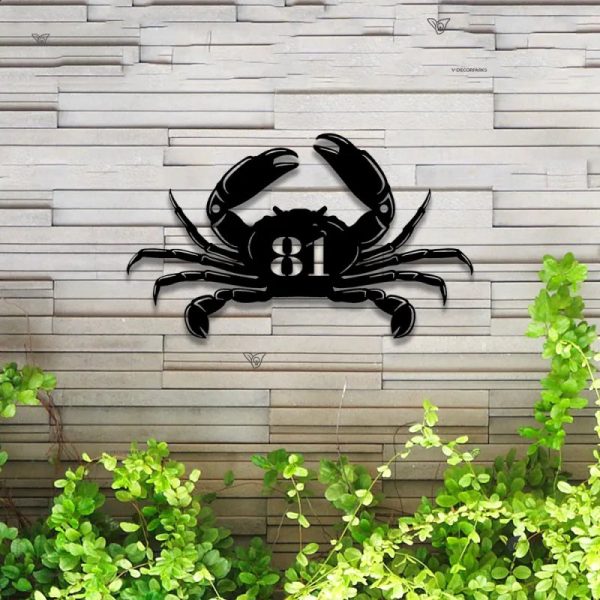 Personalized Crab Metal Wall Art Led Lights, Custom Crab Street House - Image 4