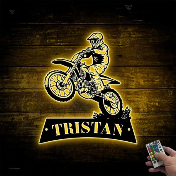 Custom Dirt Bike Metal Wall Art With Led Lights, Personalized Motocros - Image 3