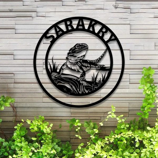 Custom Lizard Metal Wall Art Led Lights, Bearded Dragon Metal Name Sig - Image 4