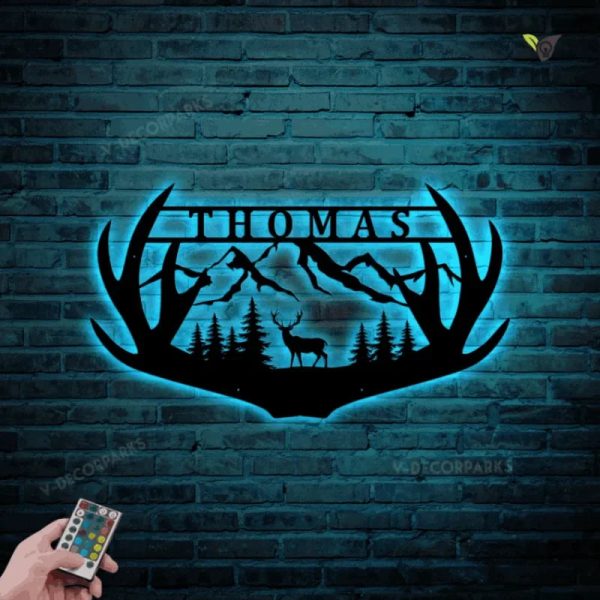 Personalized Family Name Deer Hunting Hunter Metal Wall Art With Led L - Image 2