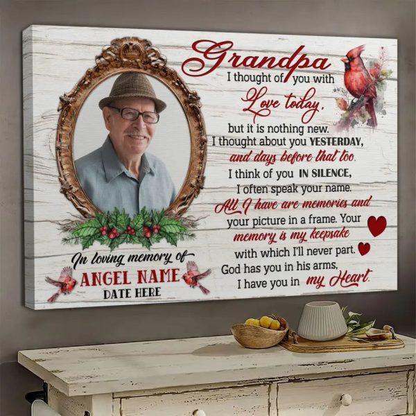 Personalized Canvas Prints, Upload Photo And Name, Memorial Gifts For Loss Of Grandpa, Memorial Gift, I Thought Of You Dem Canvas - Image 2