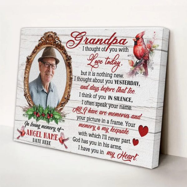 Personalized Canvas Prints, Upload Photo And Name, Memorial Gifts For Loss Of Grandpa, Memorial Gift, I Thought Of You Dem Canvas - Image 4