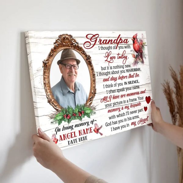 Personalized Canvas Prints, Upload Photo And Name, Memorial Gifts For Loss Of Grandpa, Memorial Gift, I Thought Of You Dem Canvas - Image 5