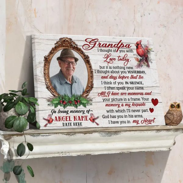 Personalized Canvas Prints, Upload Photo And Name, Memorial Gifts For Loss Of Grandpa, Memorial Gift, I Thought Of You Dem Canvas - Image 7