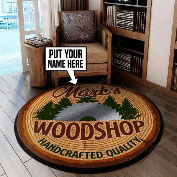 Personalized Woodshop Handcrafted Quality Living Room Round Mat Circle Rug - Image 2