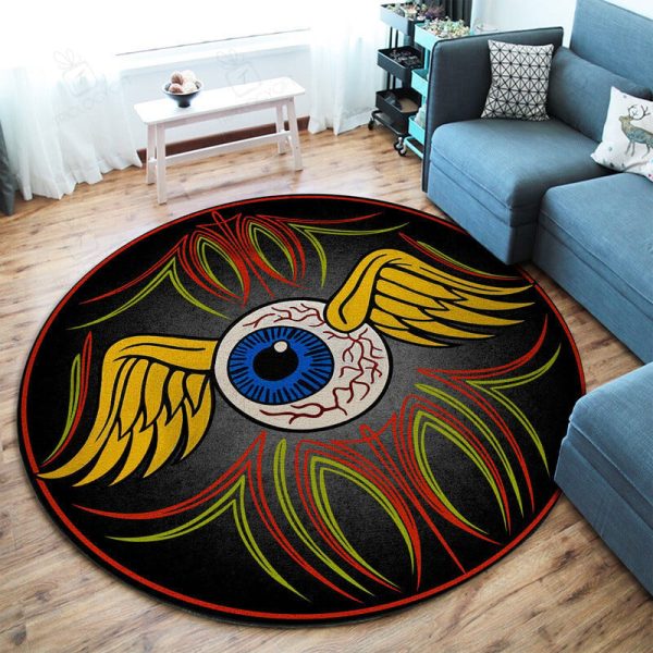 Hot Rod Garage Decor, Home Bar Decor Eye Ball Garage Decor, Home Bar Decor Pinstripe Round Mat - Image 2