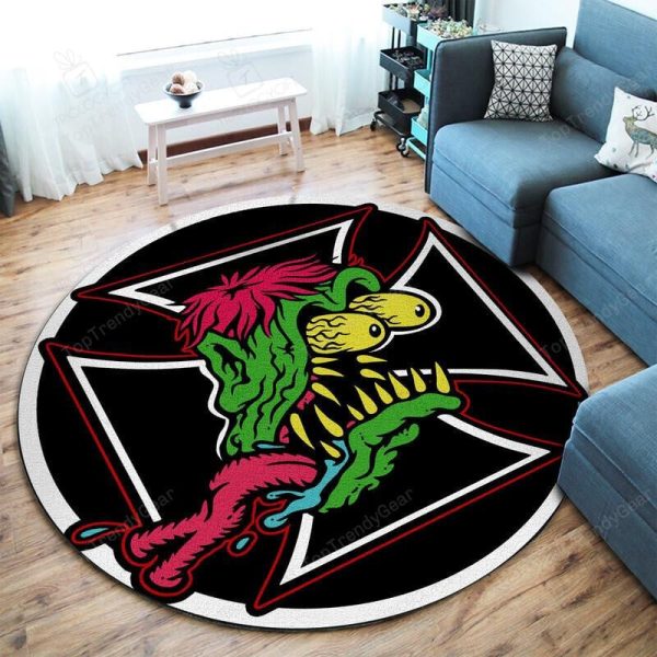 Rat Fink Hot Rod Garage Round Mat Round Floor Mat Room Rugs Carpet Outdoor Rug Washable Rugs - Image 2