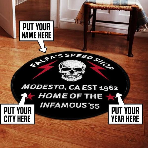 Falfa'S Speed Shop American Graffiti [Personalized] Round Mat Round Floor Mat Room Rugs Carpet Outdoor Rug Washable Rugs