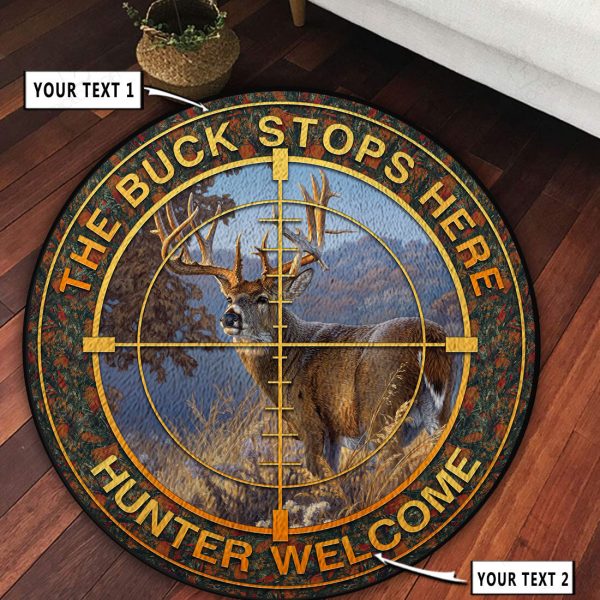 Personalized Hunting Deer Camp Decor Round Rug, Carpet 10436 - Image 4