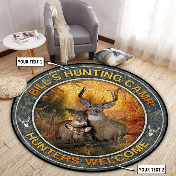 Personalized Hunting Deer Camp Decor Round Rug, Carpet 10436 - Image 5