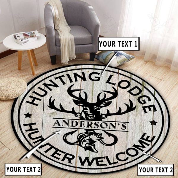 Personalized Hunting Fishing Rustic Round Rug, Carpet 10366 - Image 3