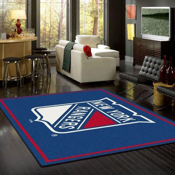 New York Rangers Nfl Rectangle Area Rugs Carpet For Living Room, Bedroom, Kitchen Rugs, Non-Slip Carpet Rp123103 Print